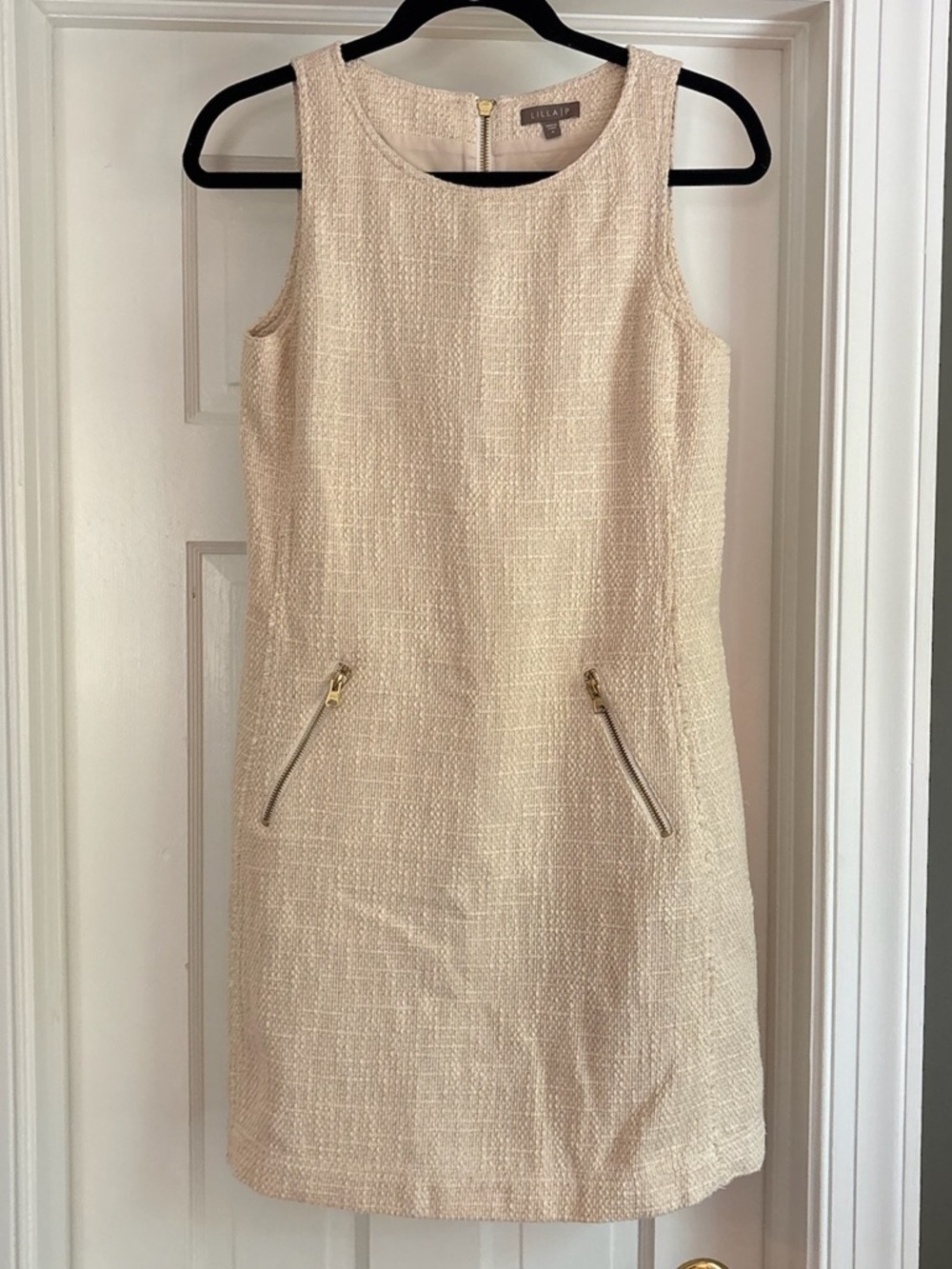 Lilla P Cream Tweed Textured Sheath Dress 4